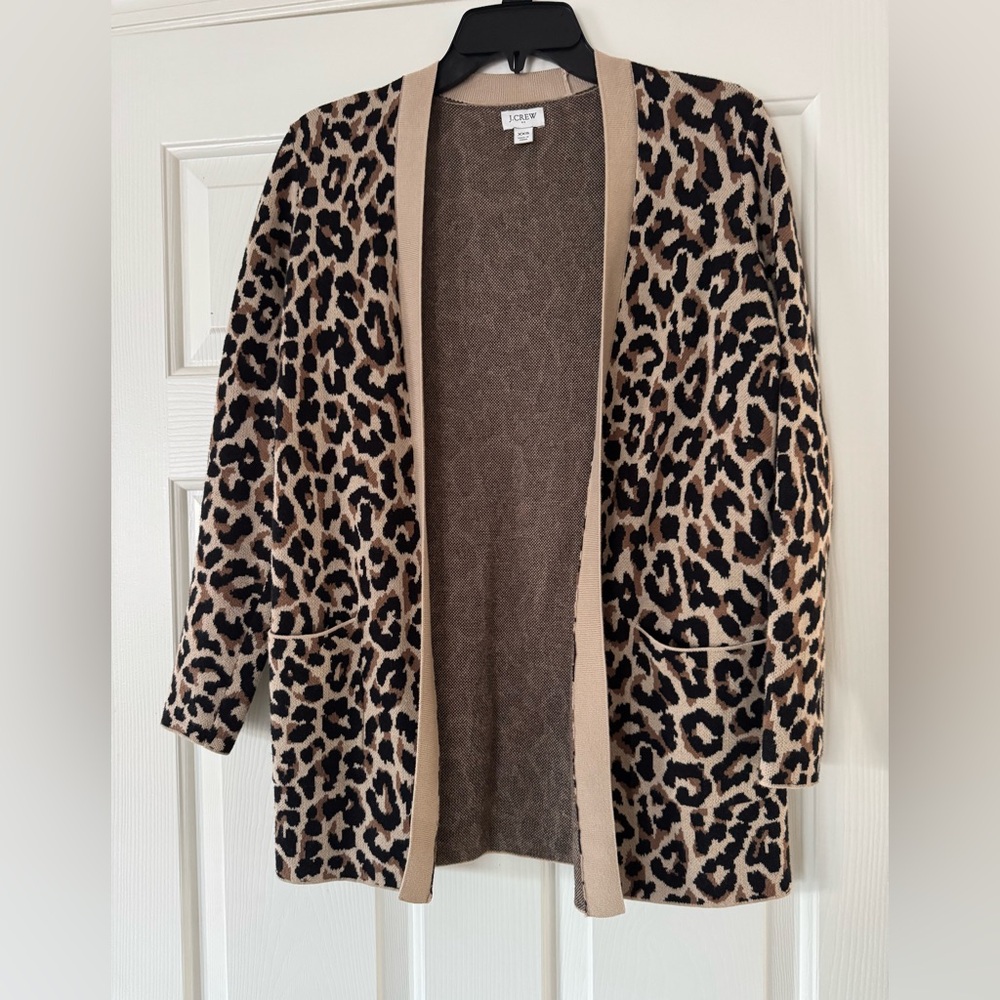 J. Crew Textured Knit Cardigan in Brown and Cream XXS
